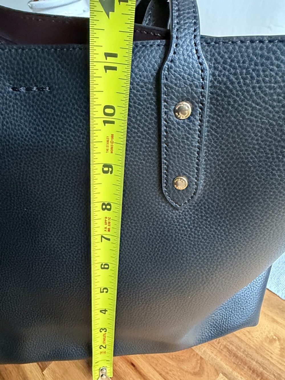 Coach Black Pebbled Leather Tote with Gold Logo - Picture 8 of 10